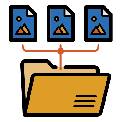 Organize folder icon to show sorting into a clean system.